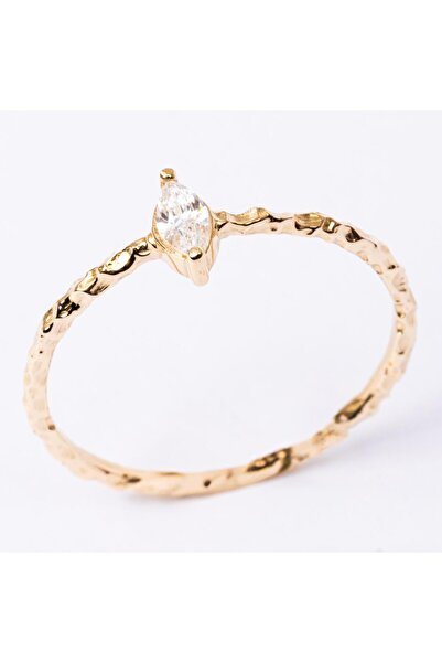 FasekGold Altın Yüzük - Signity (Swarovski) Taşlı El Yapımı Dövülü Eskitme Mi...