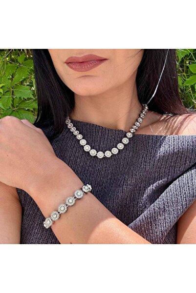 Pursehuit Brățară de tenis de lux, culoare argintie, cu pietre, Chelsea C9