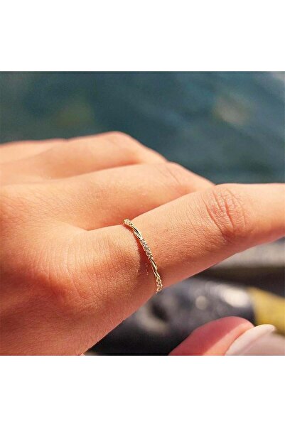 FasekGold Altın Yüzük - 14 Ayar Altın Burma Tel Minimal Yüzük - Hediyelik Alt...