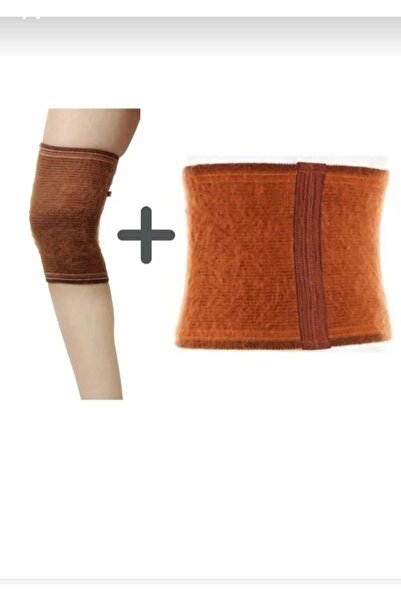 S&D ÇARŞİ حزام خصر وواقي للركبة من صوف الجمل (طقم اثنان في واحد) للنساء والرجال للجنسين