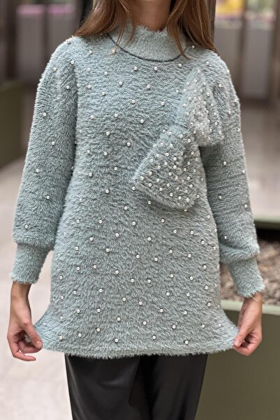 Ghisa Angora Sweater with Bow Detail and Pearls