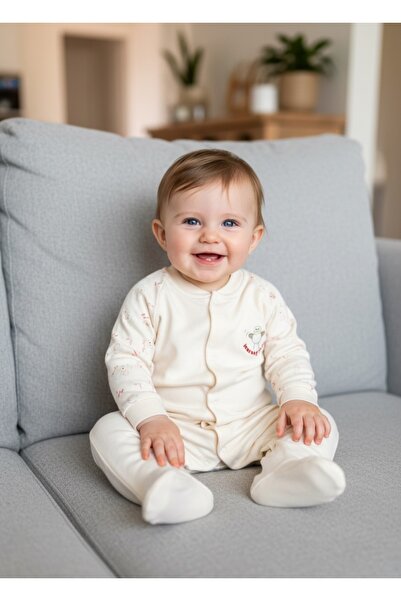 yorni 12-18Ay, 80 Cm, Tek Beden, Unisex Bebek Clean Globe Penye Organik Patikli Tulum