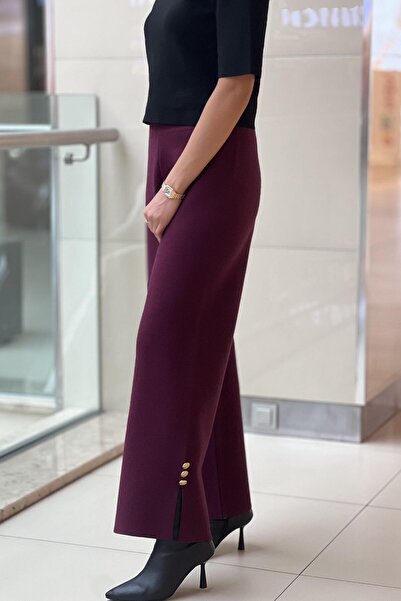 Ghisa Buttoned Wide Leg Knitwear Trousers