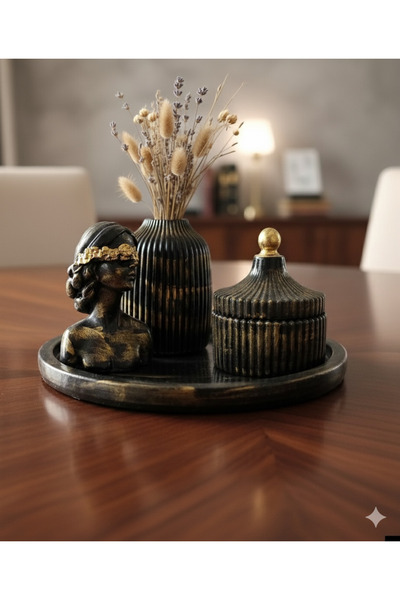 Home Cizgili vazolu tealight mumluk seti dekorasyon obje