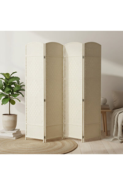 Living فاصل غرفة قابل للطي مكون من 4 ألواح باللون الأبيض