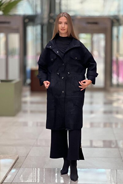 Ghisa Knitwear Coat with Epaulettes and Drawstring Waist