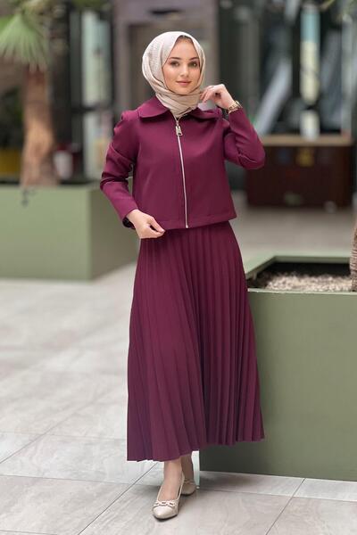 Nuss Bober Jacket Pleated Skirt Set