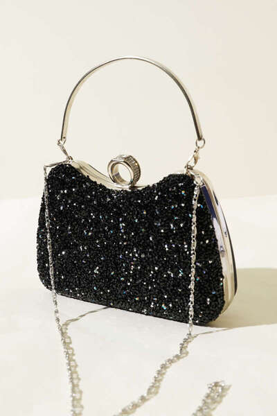 BYFASHION حقيبة فستان سهرة ذات وجهين مع خاتم من الذهب الطبيعي