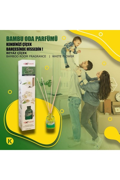 Extrem Bambu Çubuklu Oda Kokusu - Beyaz Çiçek Ortam kokusu (50 ml)