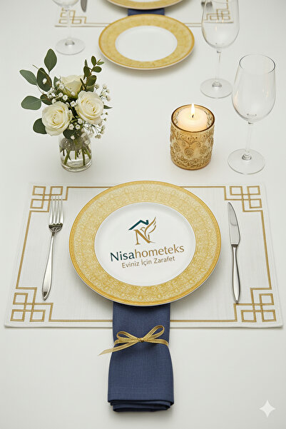 Nisahometeks 6 Pieces Rectangular Embroidered Linen American Tablecloth - Linen Supla