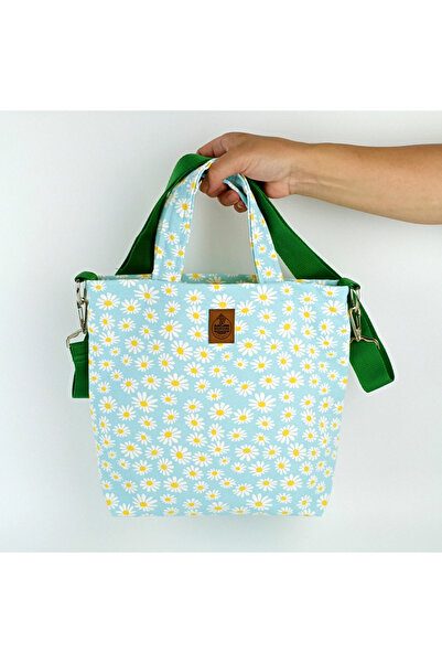 woodycord El Yapımı Mavi Papatya El ve Omuz Çantası