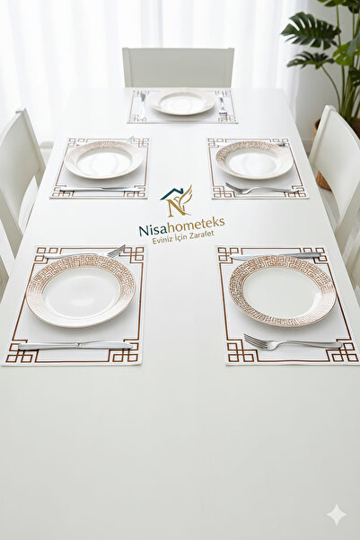 Nisahometeks 6 Pieces Rectangular Embroidered Linen American Tablecloth - Linen Supla