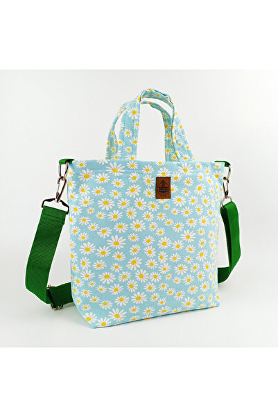 woodycord El Yapımı Mavi Papatya El ve Omuz Çantası