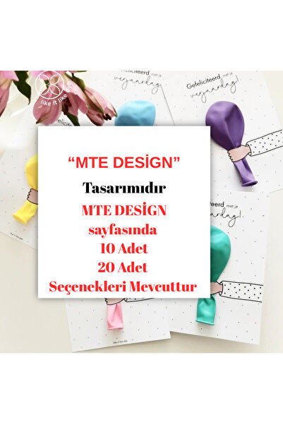 MTE DESİGN Ç50Adet Doğum Günü Hediyelik Balon, Nişan, Bayram Kartı,düğün, Sün...