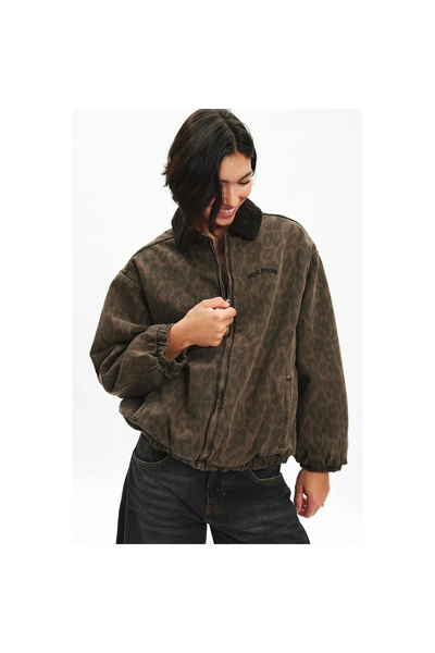 Mokşa Leopar Bomber Unisex Ceket Oversize Mevsimlik Kaban