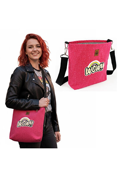 woodycord Geantă de umăr WOW Rainbow cu blugi scurti, realizată manual