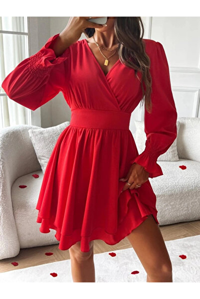 ARONA Mdb Women's Long Sleeve Double Breasted Collar Mini Sandy Dress