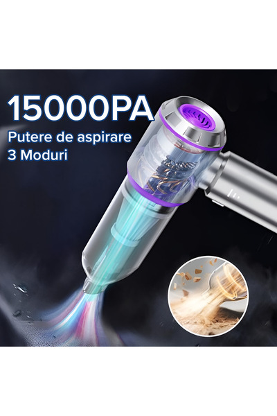 IMA TREND Aspirator Portabil 2 in 1 ST Plus, 100W, 15000Pa, HEPA, 3 Viteze, 6000mAh, 9 Accesorii