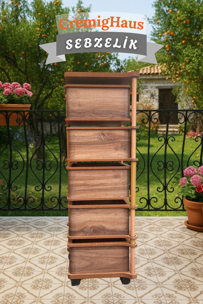 CremigHaus Ahşap Sebzelik Geleneksel Tasarım Kare 5 x 5 lt Kapasiteli Kemençe...