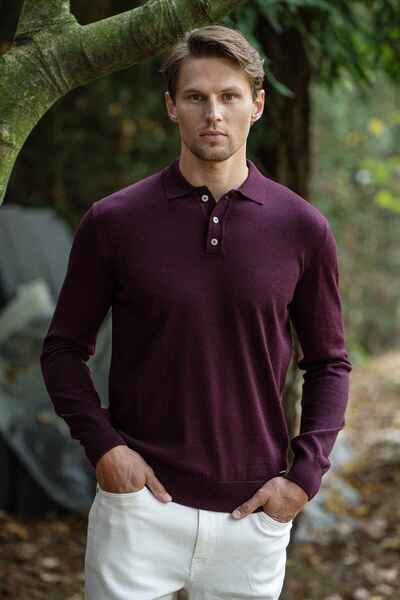 Paşahan Polo Neck Buttoned Wool Knit Sweater
