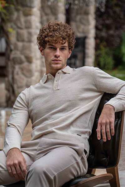 Paşahan Polo Neck Buttoned Wool Knit Sweater