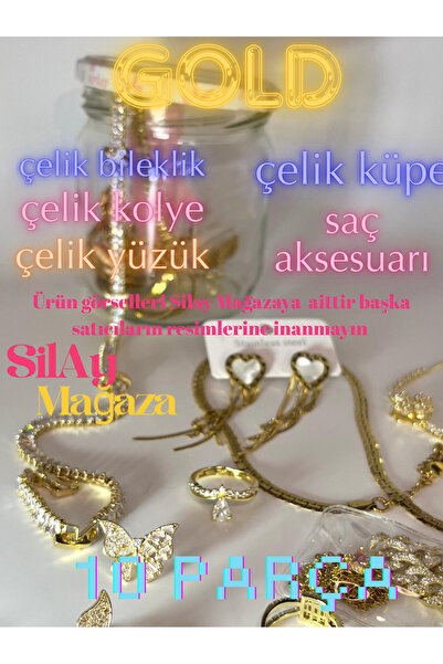 Silay mağaza Paslanmaz Çelik Takı Kavanozu 10 Parça