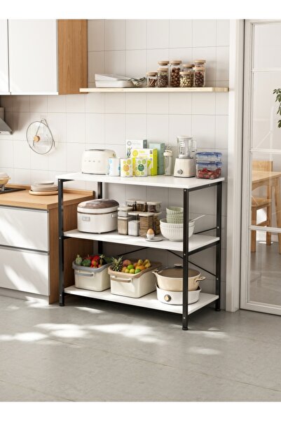 Bangiga طاولة قهوة زاوية بثلاث طبقات، رف تخزين متعدد الأغراض بتصميم بسيط لغرفة المعيشة والمطبخ