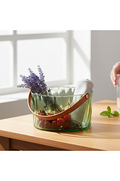 SUPPLIER Clear Green Acrylic Fruit & Storage Basket with Handle | Multi-Purpose Organizer