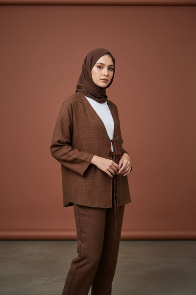 ENDAMIM Keten Pantolonlu Takım