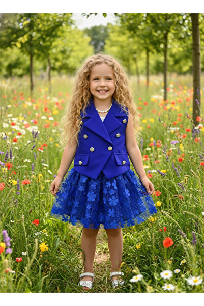 N.S.K NEWSTAR KİDS Girl's Suit with Vest and Skirt