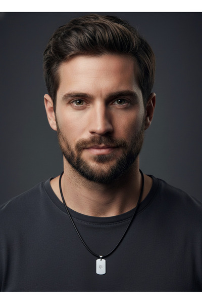 Agai Silver Askeri Künye Denizci Dümeni Model Gümüş Erkek Kolye