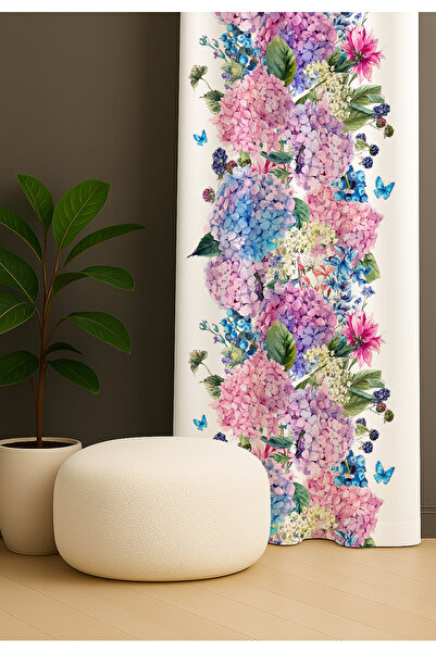 EVSEHOMES Evsehome Renkli Sarmaşık Mutfak Fon Perde Tek Kanat