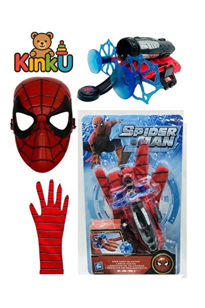 KİNKU Örümcek Adam Spider Ok Atan Vantuz Ağ Fırlatan Eldiven Maske Seti