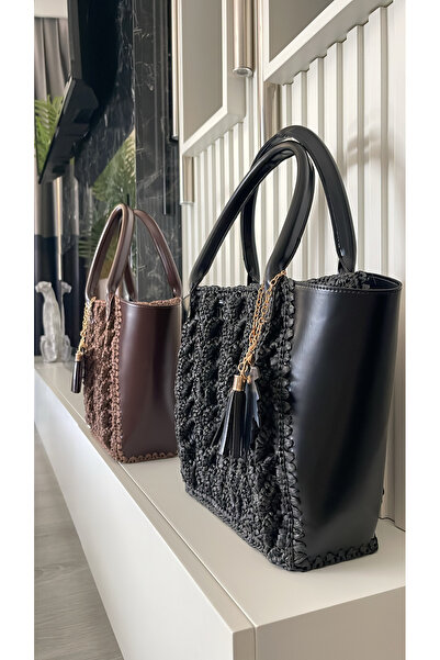 WOMANBAG Handmade Leather Accessory Straw Shoulder Bag (40X42Cm) Brown Taba B...