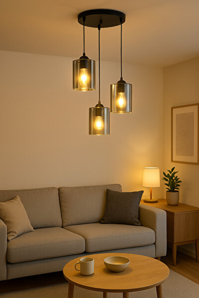 Uçar Sarkıt Füme Cam 3 'lü