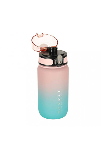 Ikonka Blue/pink motivational water bottle, with time and volume markings, leak-proof lid, cap