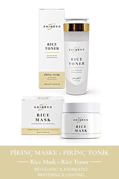 Shineco Pirinç Özlü Yüz Bakım Seti - Pirinç Maske - Pirinç Tonik Cilt Aydınla...