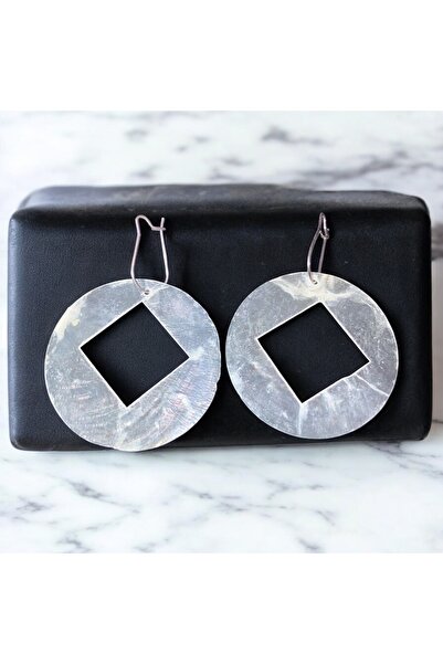 OEM White mother-of-pearl capiz earrings and surgical steel clasp, handmade in Romania