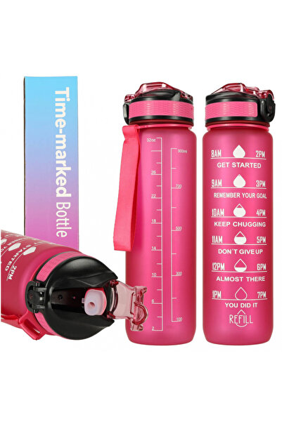 Ikonka Pink graduated sports water bottle, 1L capacity