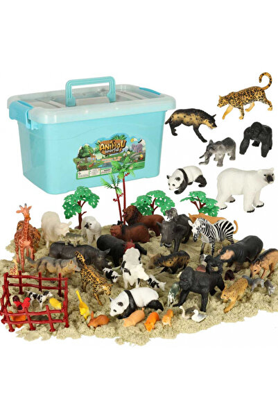 Ikonka Set figurine pentru copii Zoo animals, cu 59 elemente in cutie de tran...