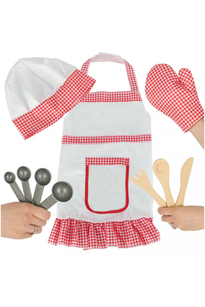 Ikonka Costum de Bucatar pentru copii, Ikonka, cu Sortulet de 49 cm, Boneta, ...