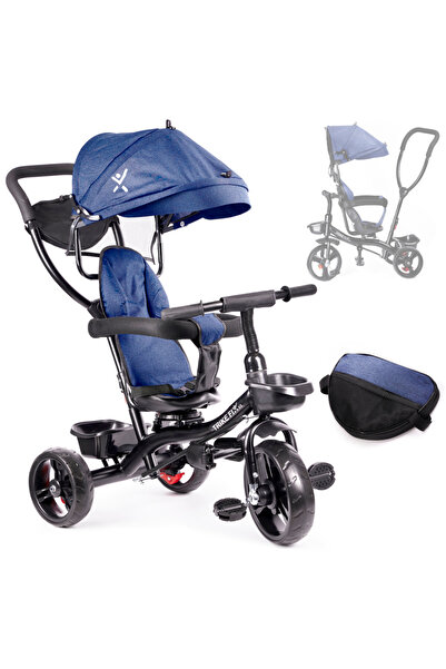 Ikonka Trike Fix Lite triciclu cu trei roți 3in1 rotire 360 roată liberă albastru marin