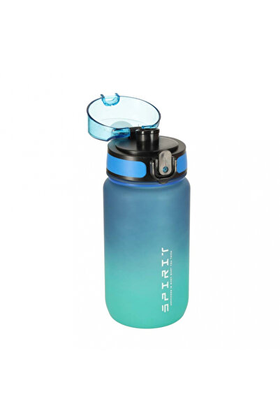 Ikonka Blue/green motivational water bottle, with time and volume markings, leak-proof cap, cap