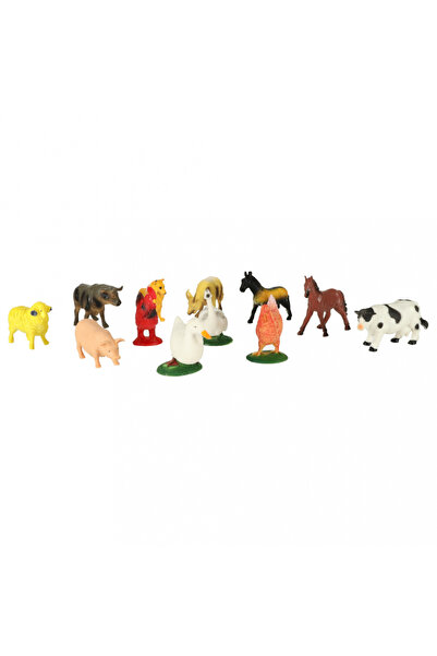 Ikonka Set of 12 educational domestic animal figurines for children