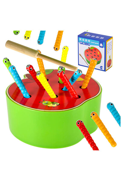 OEM Catch the worm arcade game for children wooden apple