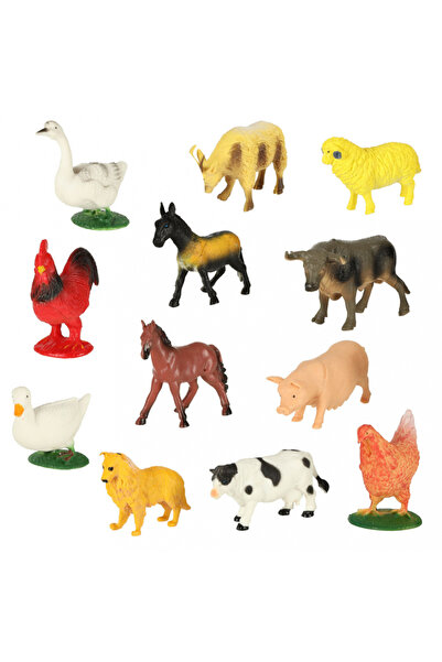 Ikonka Set of 12 educational domestic animal figurines for children