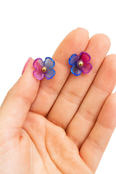 OEM Cercei Handmade Floare Mov 2 în 1, suflat cu Aur – Versatili pentru orice ocazie