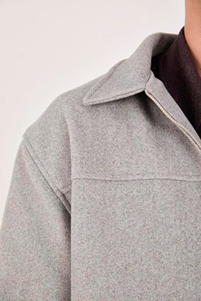 Store Men's Cashmere Shirt Collar Jacket Zippered Stylish Coat