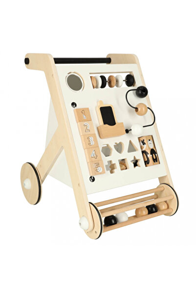 Ikonka Pre-walker for children, Ikonka, made of wood, with interactive elements, shape sorter, abacus, to