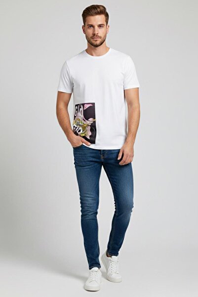 Sabri Özel Oversized printed cycle collar men's t-shirt white